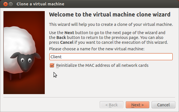 VirtualBox cloning of base VM: reinitialize the MAC address