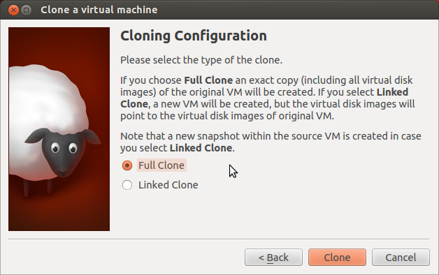 VirtualBox cloning of base VM: Full clone