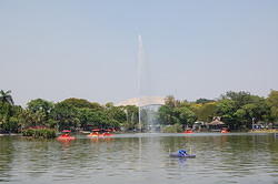 Paddle boats are a common sight in Thai parks