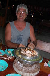 Patrick got into the food, especially prawns