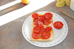 07 Breakfast. Home grown tomatoes on toast