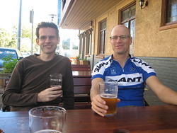 Steve and Brenton enjoying a Coopers Pale
