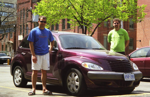 Brett and Pete with Hire car