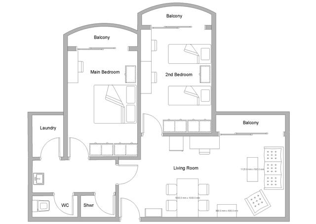 Plan of room at Thammasat