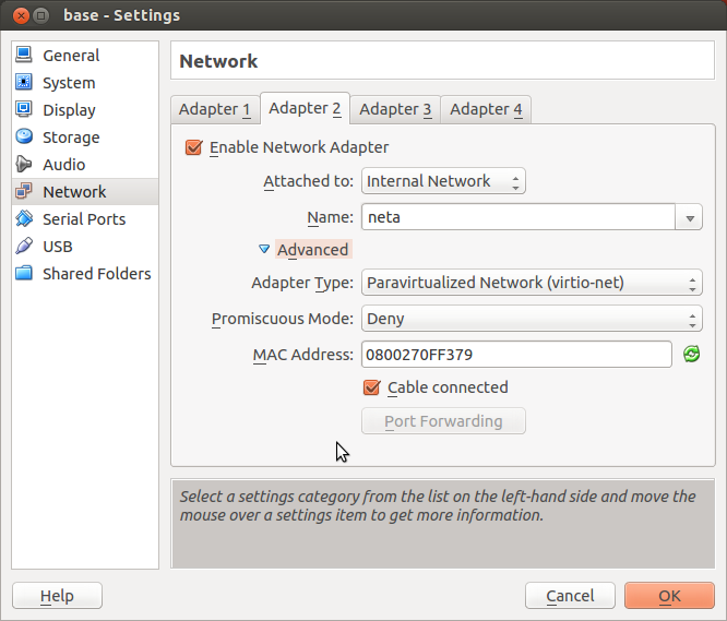 adapter type in virtualbox for mac. network